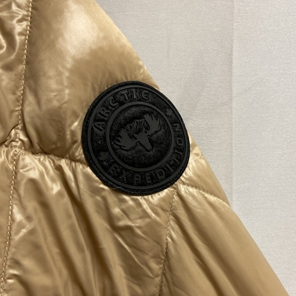 Arctic Expedition Mid Length Quilted Puffer Jacket Almond Metallic Size XL - Picture 5 of 9